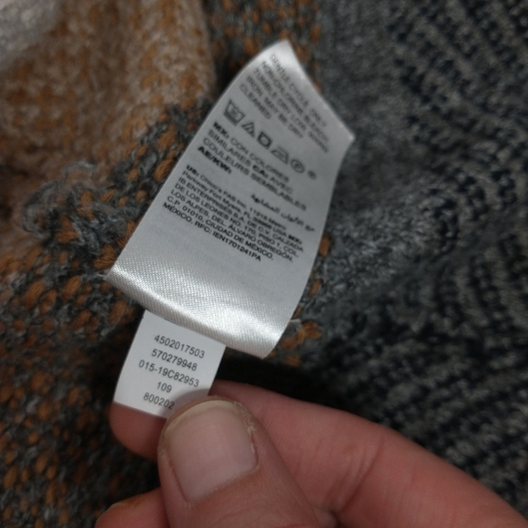 Chico's Multi Stripe Coatigan with safety pin closure, size 3/L/16 - Picture 9 of 14